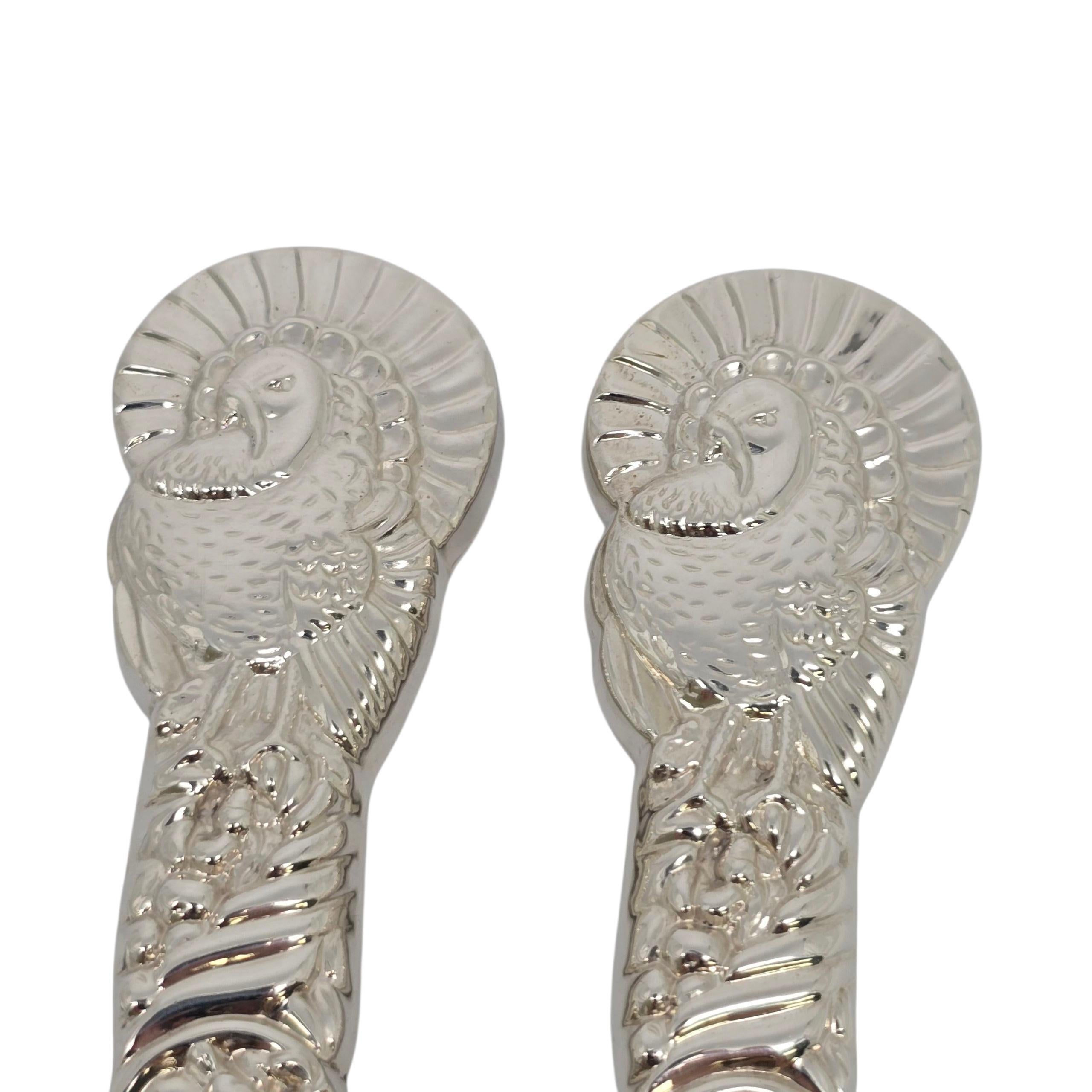 Tiffany & Co. Set di coltelli e forchette con manico in argento con motivo di tacchino #22934 in vendita 4