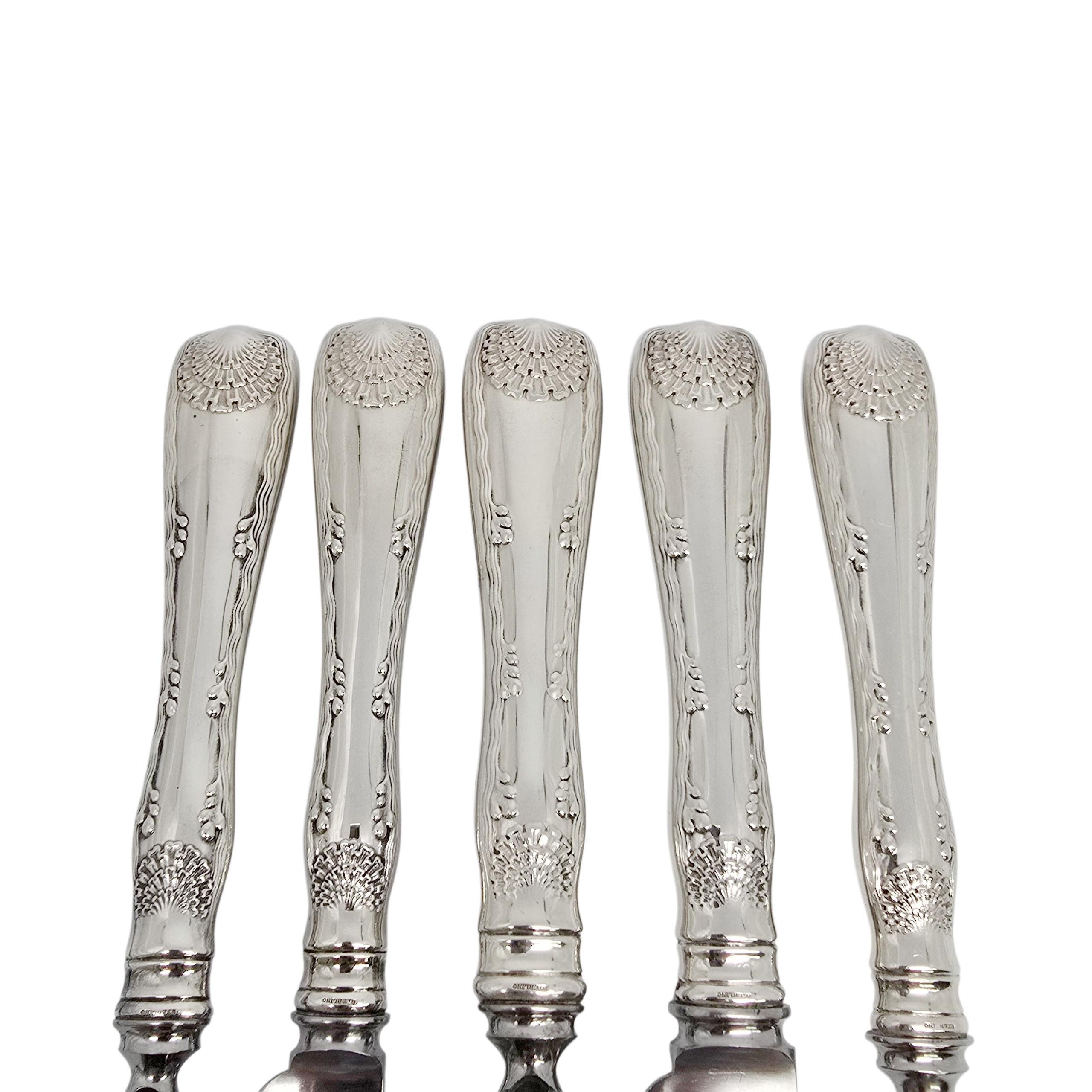 Tiffany & Co. Manico in argento sterling con bordo a onda 5 pezzi arrosto e set da intaglio Mono 22938 In condizioni buone in vendita a Washington Depot, CT