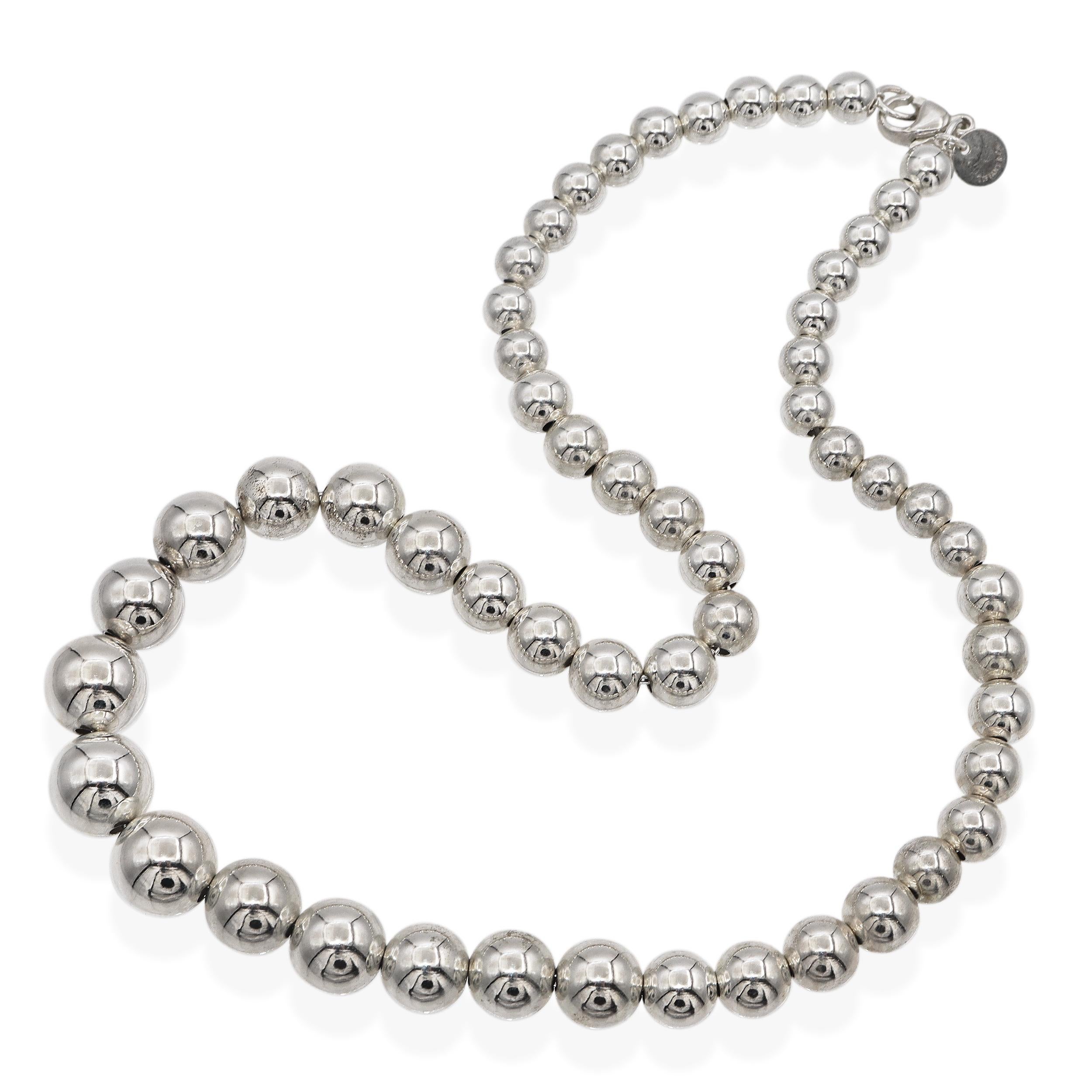 Donna Tiffany & Co. Collana di perline graduate in argento sterling Hardware in vendita