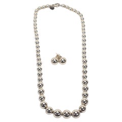Tiffany & Co. Sterling Silver HardWear Ball Necklace and Earrings Set