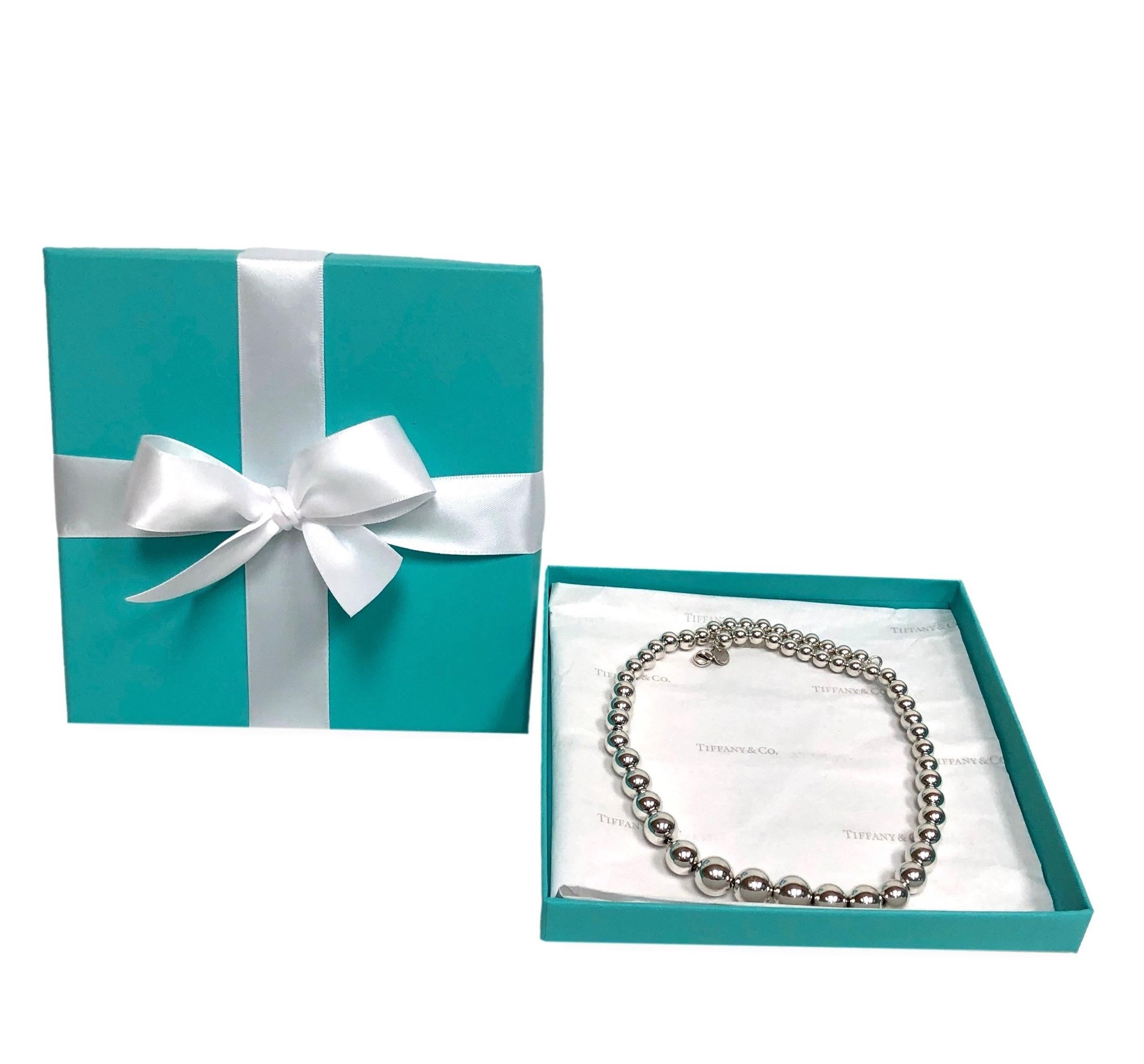 Tiffany & Co. Sterling Silver Hardwear Graduated Ball Necklace In Excellent Condition In New York, NY