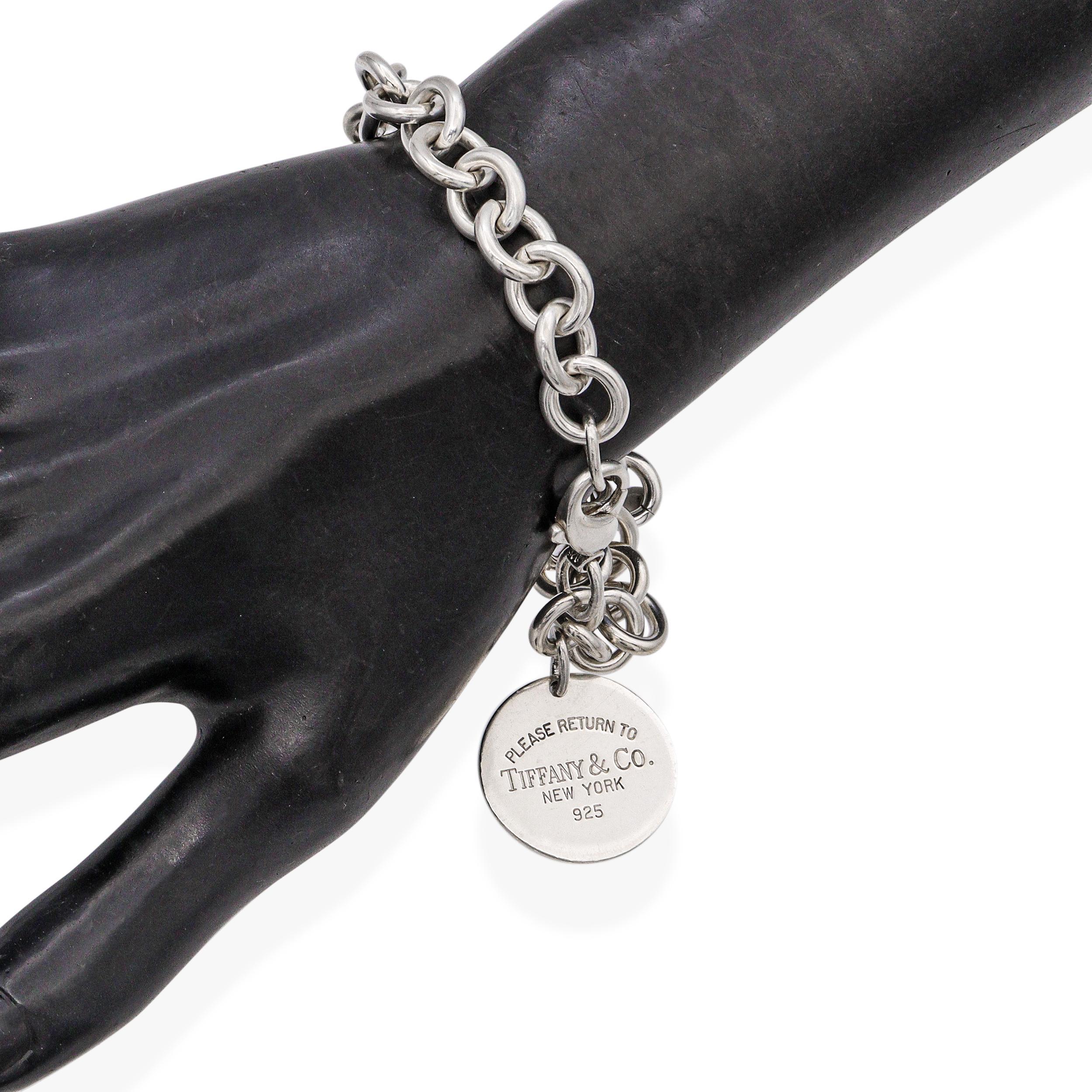 Women's Tiffany & Co. Sterling Silver Heart and Round Tag Necklace & Bracelet Set For Sale