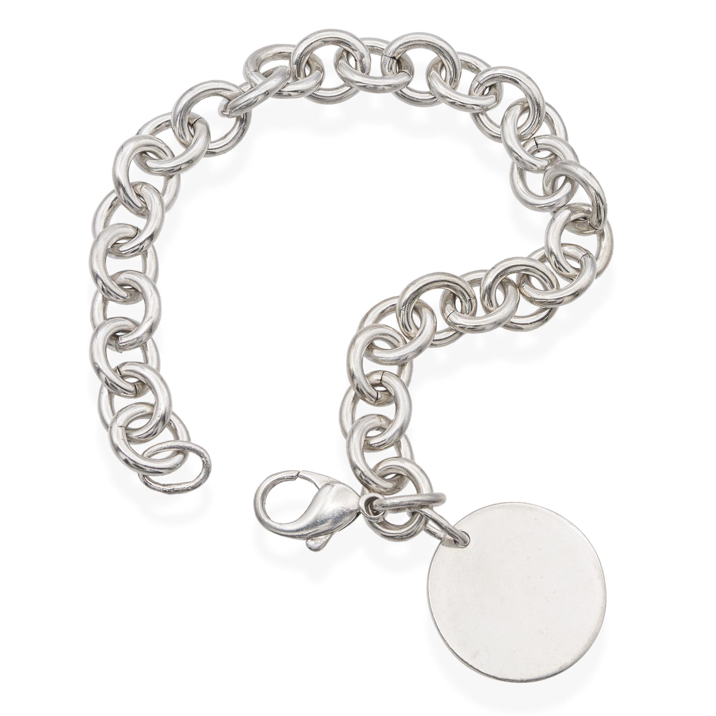 Tiffany & Co. Sterling Silver Heart and Round Tag Necklace & Bracelet Set For Sale 2