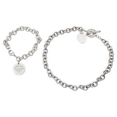 Tiffany & Co. Sterling Silver Heart and Round Tag Necklace & Bracelet Set