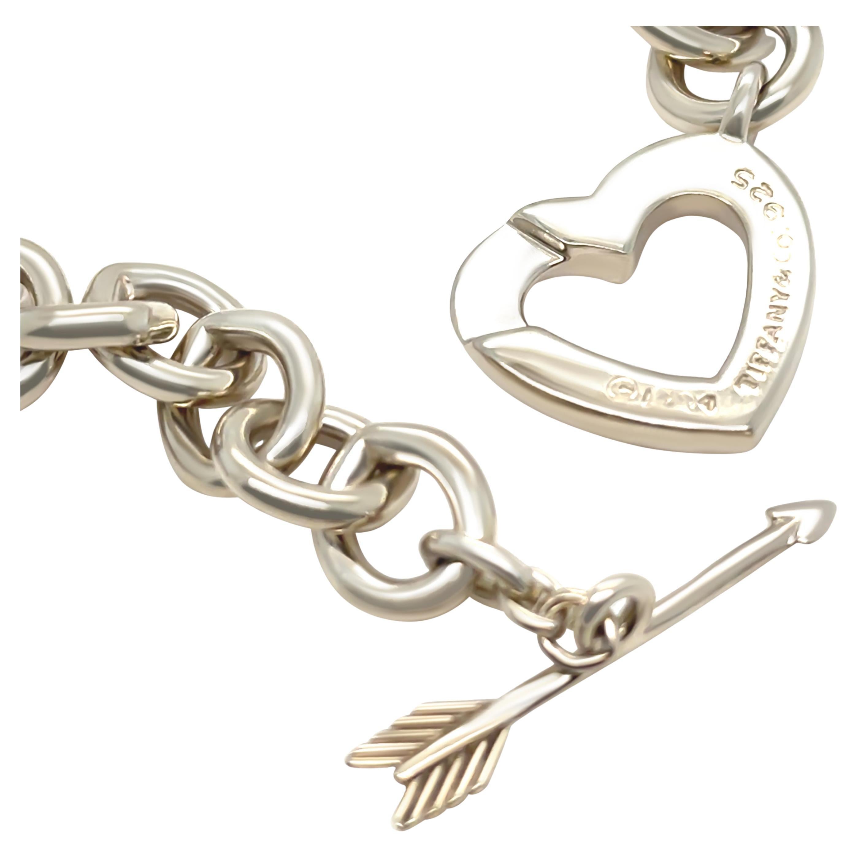 Tiffany & Co. Sterling Silver Heart Arrow Toggle Choker Necklace 78.41g
