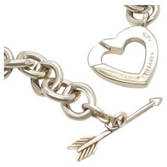 Tiffany & Co. Sterling Silver Heart Arrow Toggle Choker Necklace 78.41g