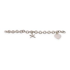 Tiffany & Co. Pulsera de plata de ley con colgante de corazón y estrella de mar, 7,25"