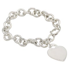 Tiffany 
Co. Sterling Silver Heart Charm Chain Link Bracelet
