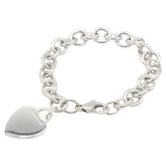 Tiffany & Co. Sterling Silver Heart Charm Circle Link Bracelet