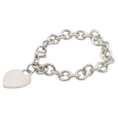 Tiffany & Co. Sterling Silver Heart Charm Tag Link Bracelet