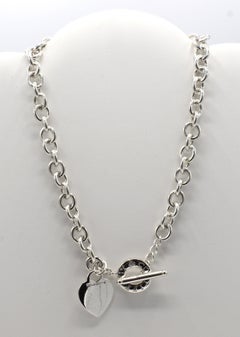Tiffany & Co. Sterling Silver Heart Charm Toggle Link Chain Necklace