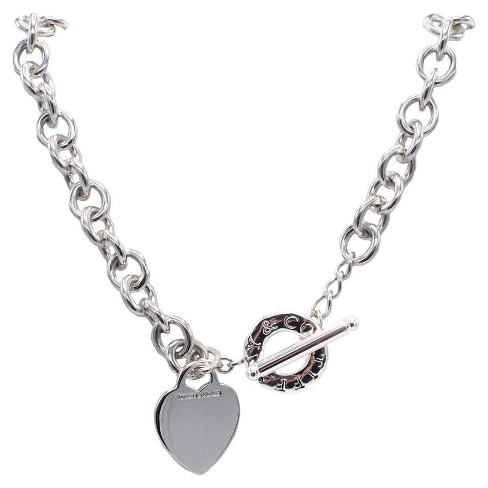 Tiffany and Co. Sterling Silver Heart Charm Toggle Link Chain Necklace ...
