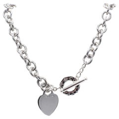 Tiffany & Co. Sterling Silver Heart Charm Toggle Link Chain Necklace