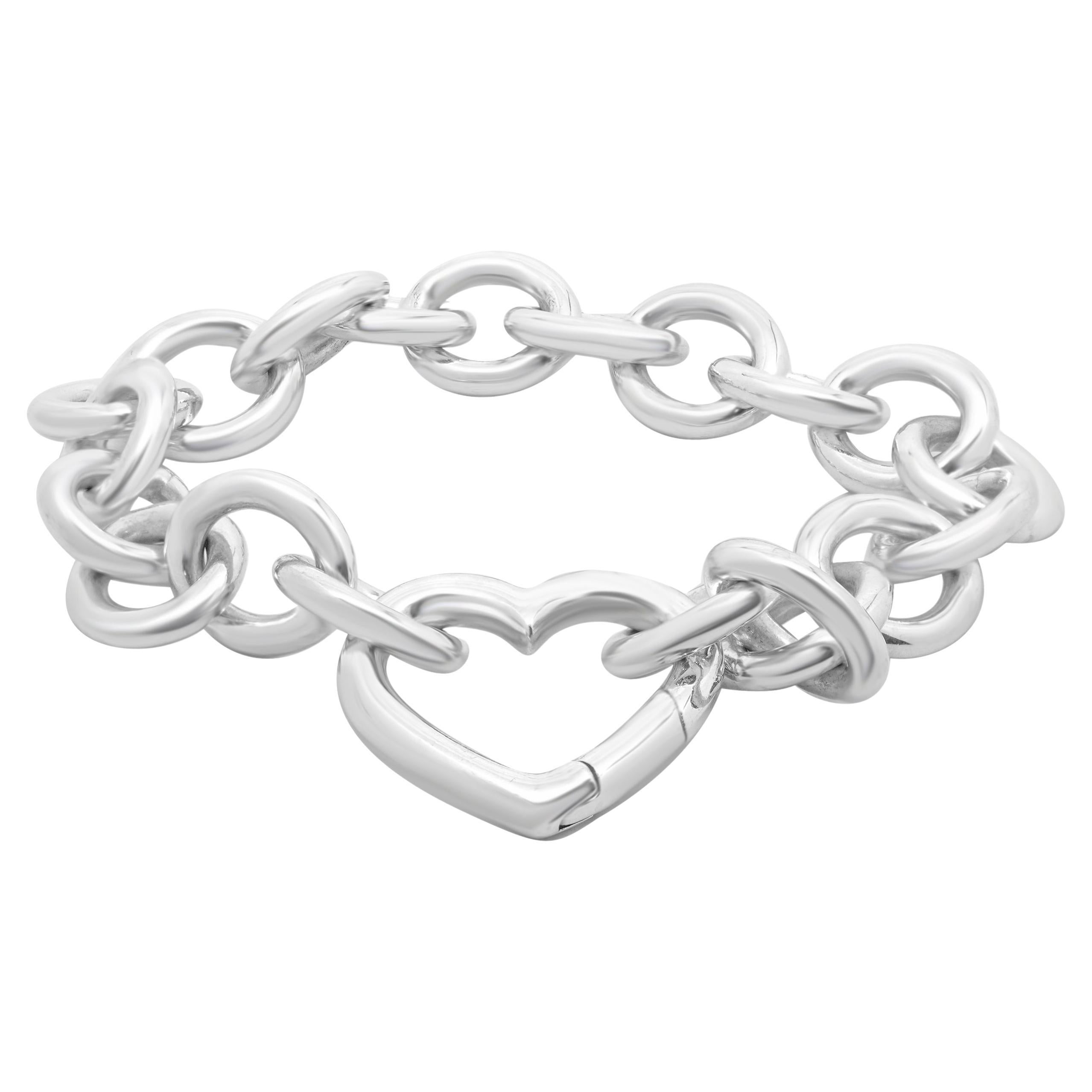 Tiffany & Co. Sterling Silver Heart Clasp Link Bracelet