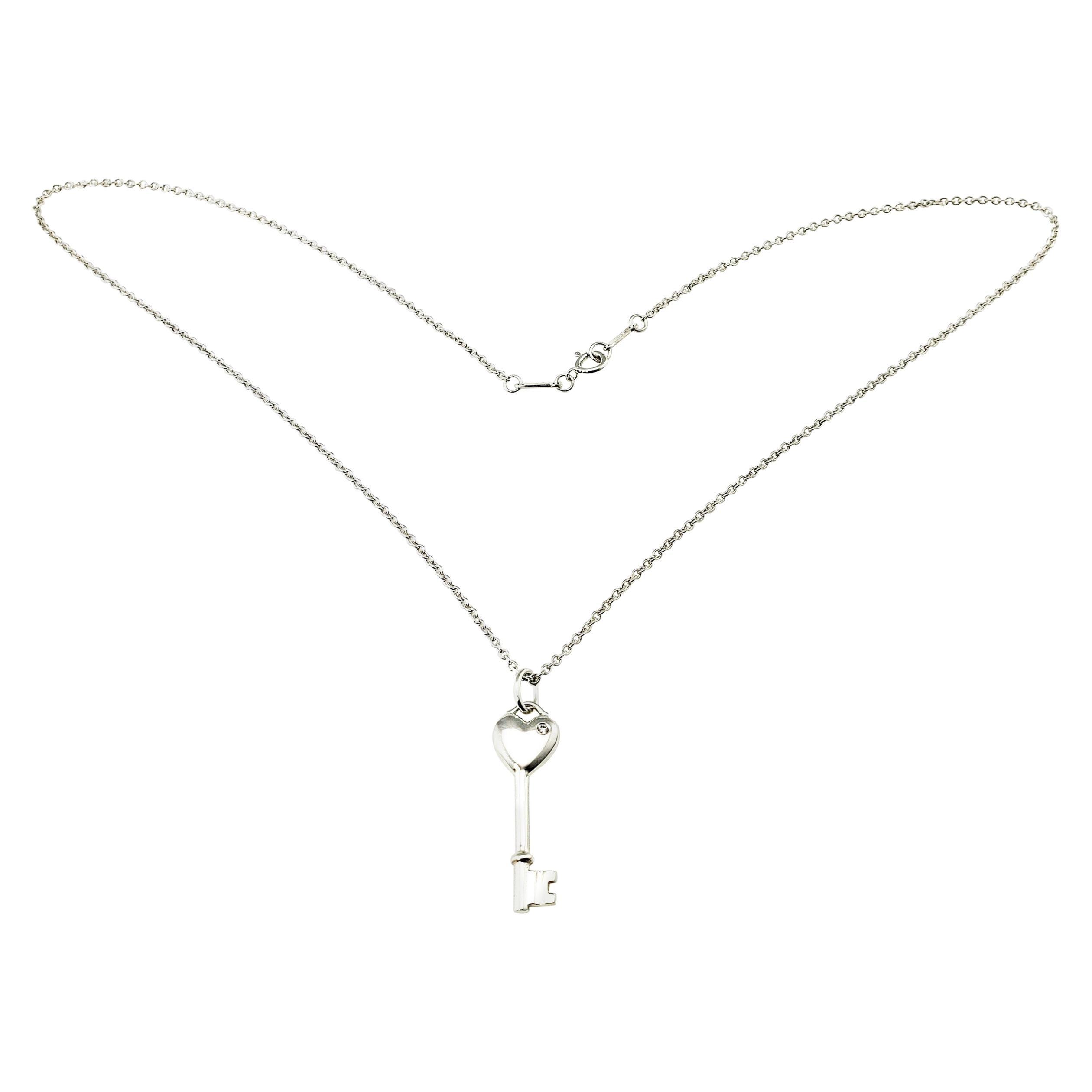 Tiffany & Co. Sterling Silver Heart Key Pendant Necklace