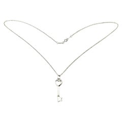 Vintage Tiffany & Co. Sterling Silver Heart Key Pendant Necklace