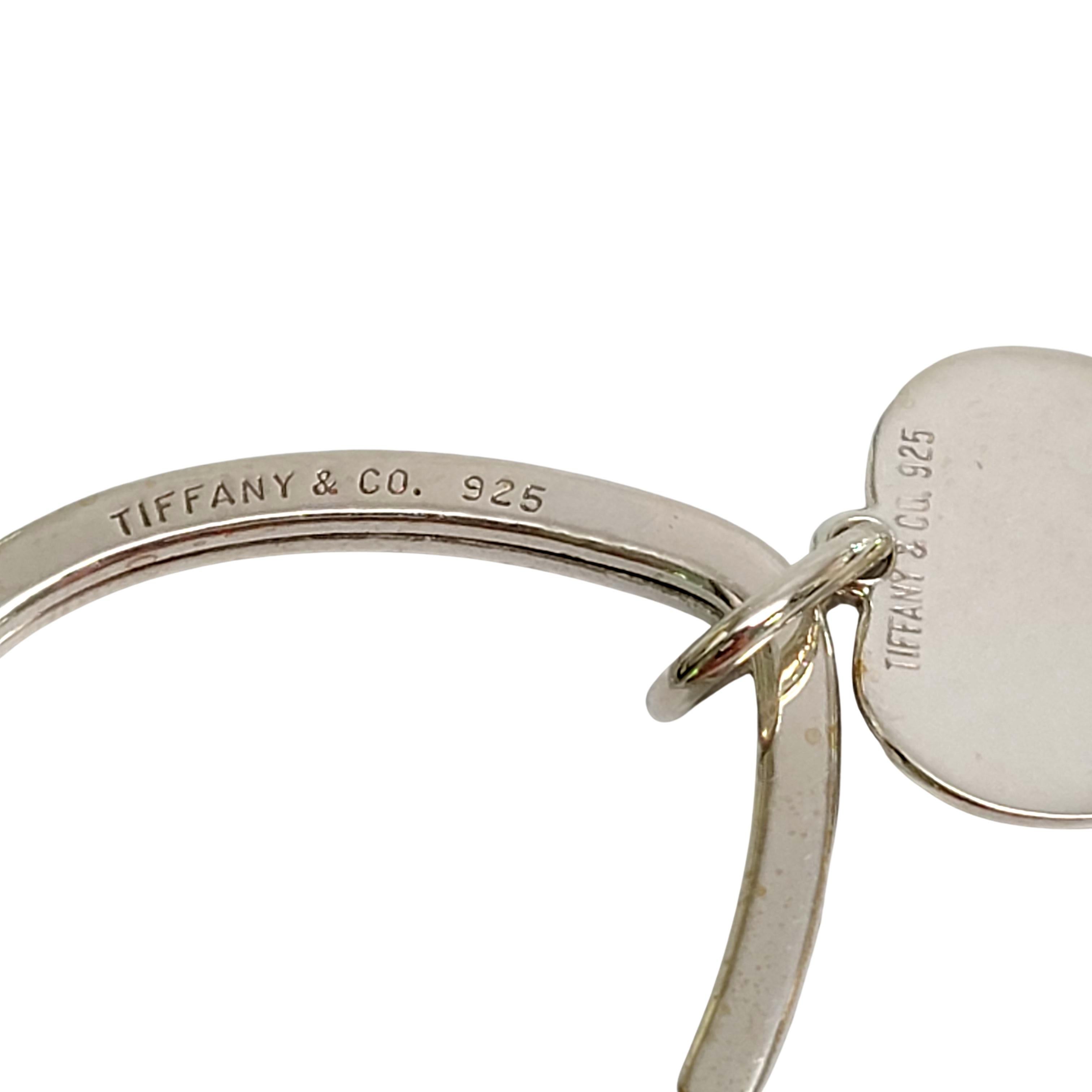 Tiffany & Co Sterling Silver Heart Key Ring with Heart Tag In Good Condition In Washington Depot, CT