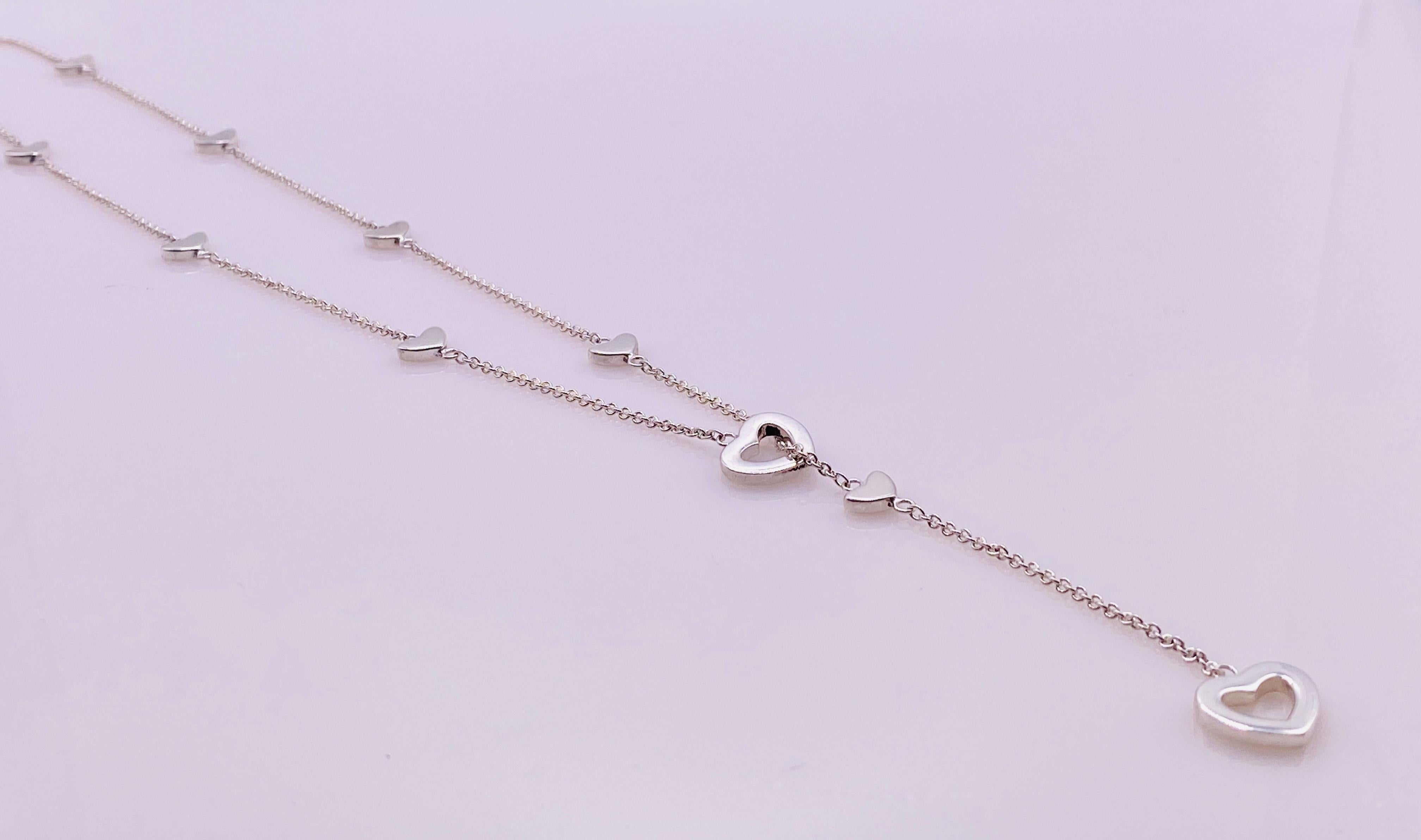 Women's or Men's Tiffany & Co. Sterling Silver Heart Lariat Necklace