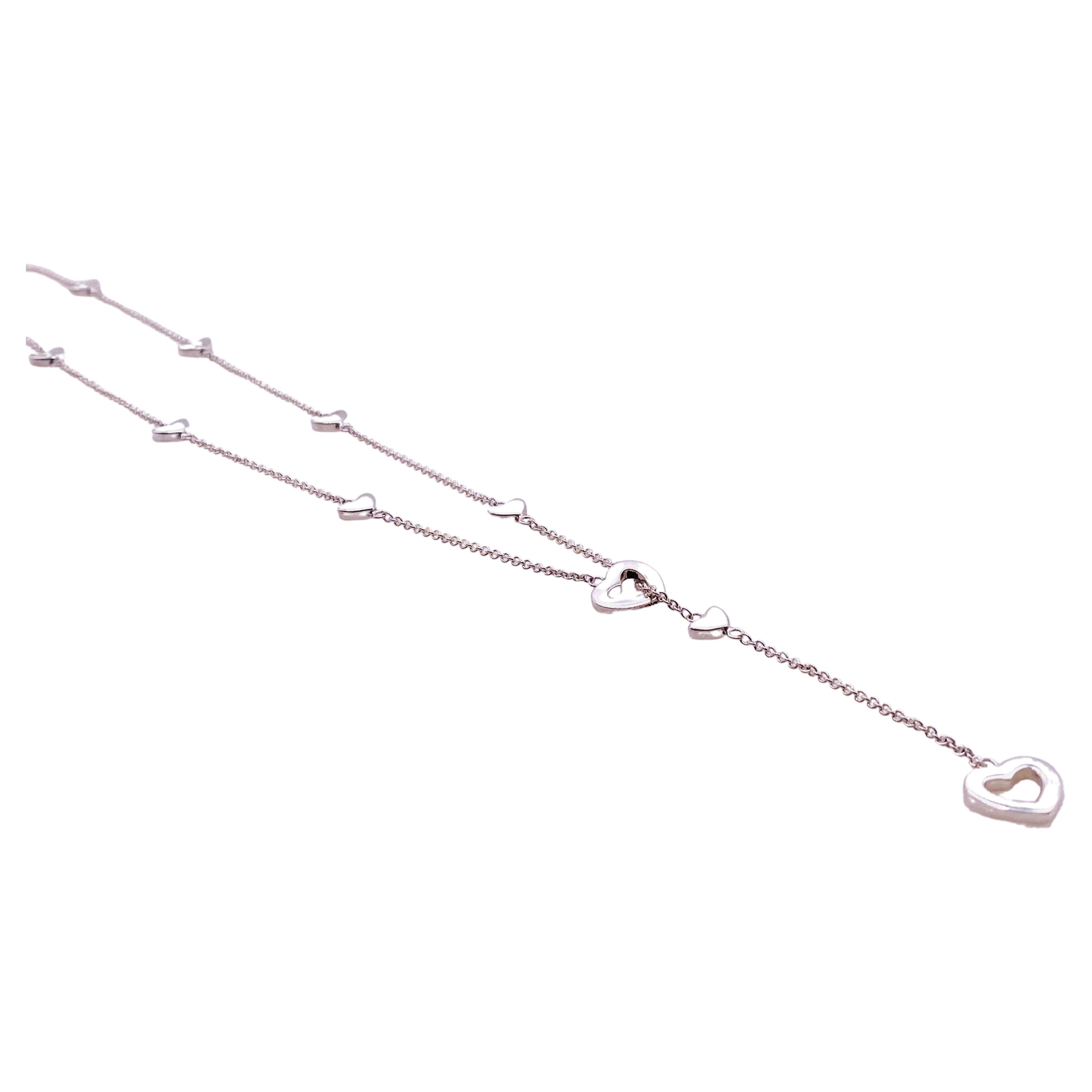 Tiffany & Co. Sterling Silver Heart Lariat Necklace