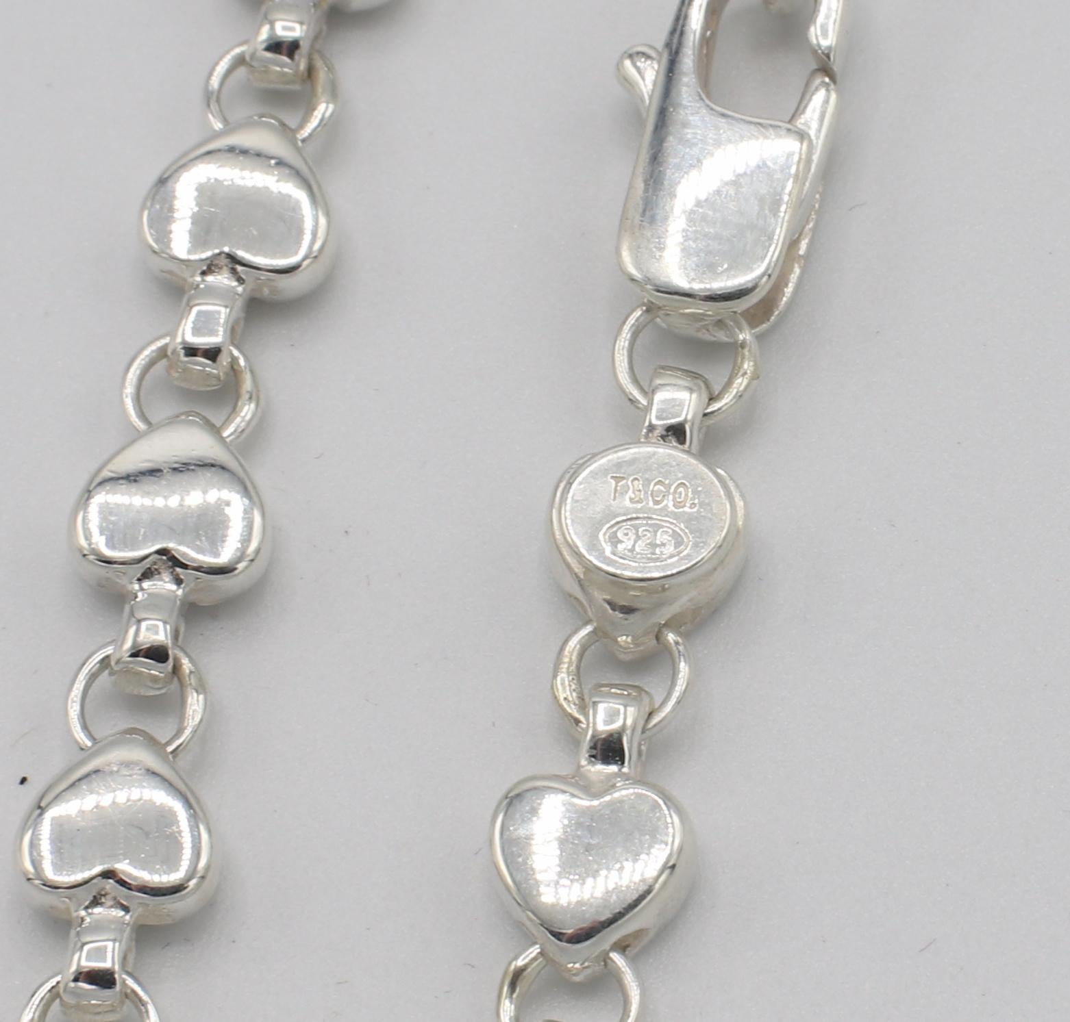 Modern Tiffany & Co. Sterling Silver Heart Link Bracelet
