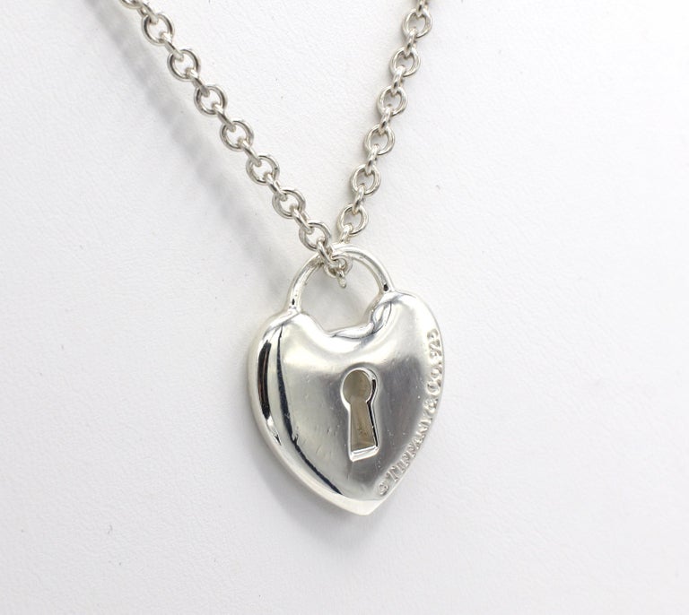 Tiffany and Co. Sterling Silver Heart Lock Pendant Necklace at 1stDibs