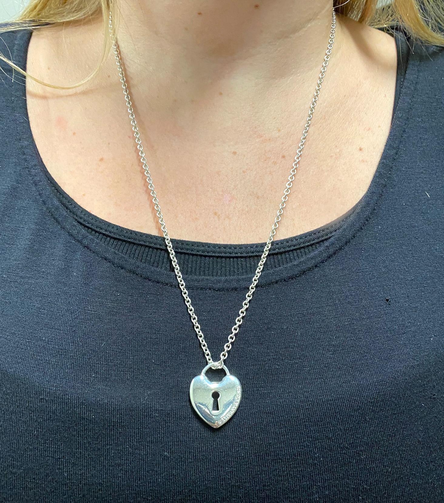 Tiffany & Co. Sterling Silver Heart Lock Pendant Necklace  In Good Condition In  Baltimore, MD
