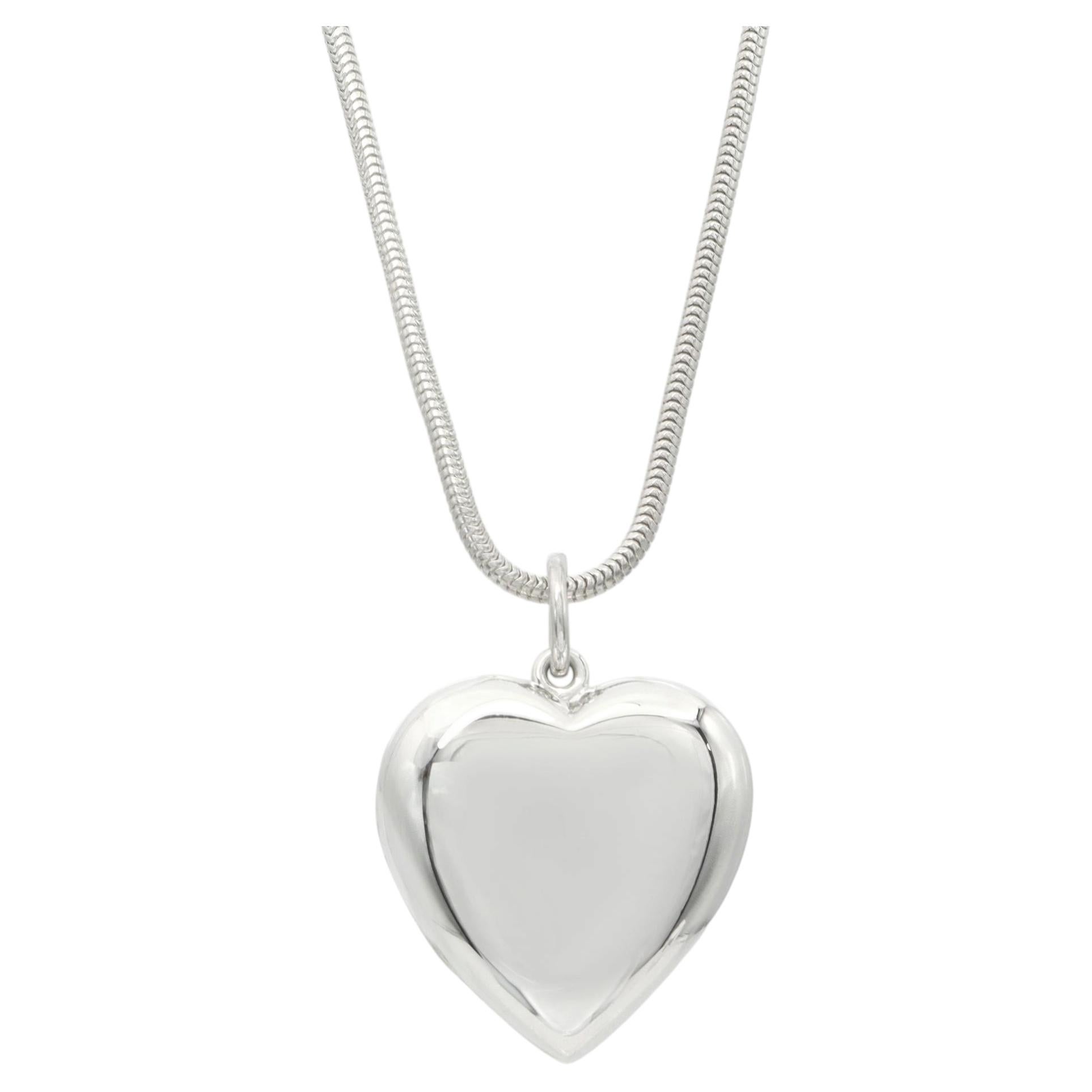 Tiffany & Co. Sterling Silver Heart Locket Pendant Necklace