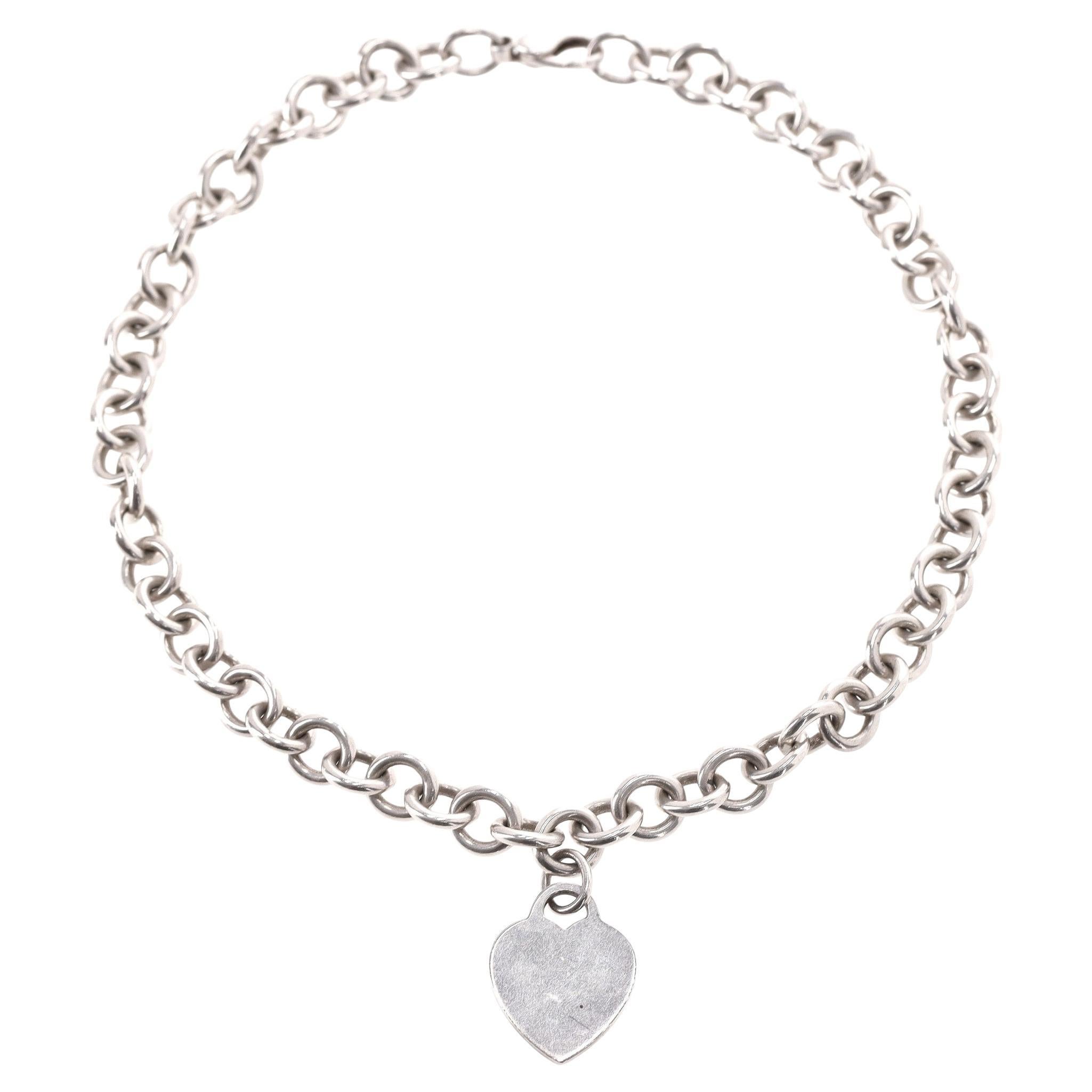 Tiffany & Co. Sterling Silber Herz-Anhänger Halskette