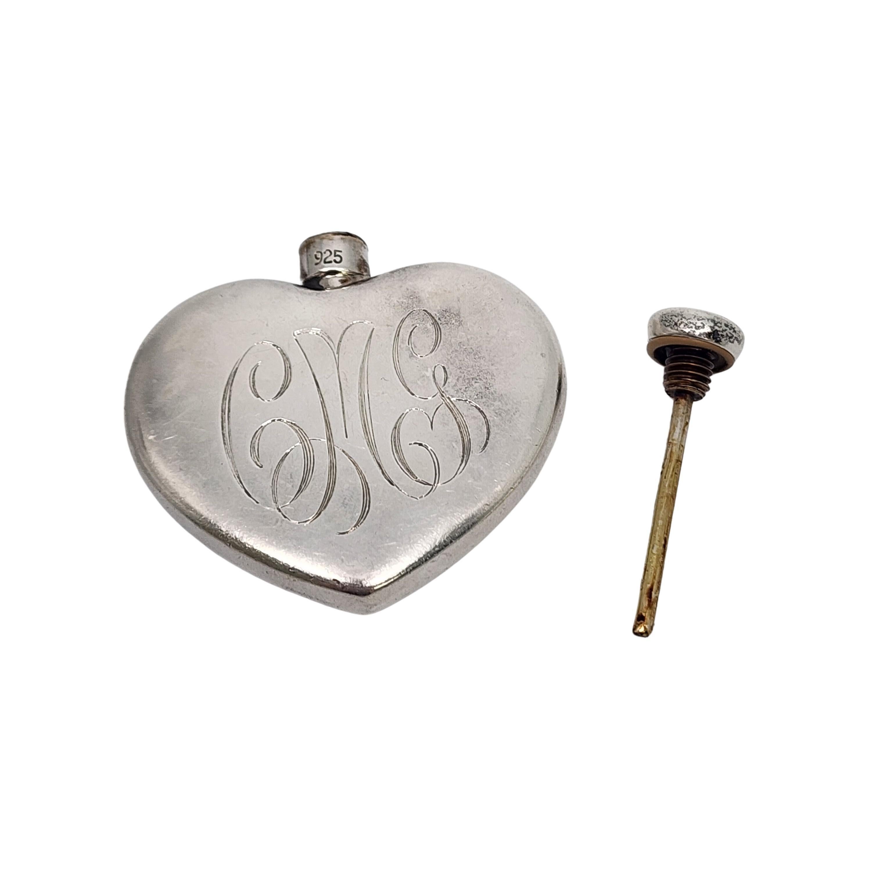 Women's Tiffany & Co Sterling Silver Heart Perfume Bottle w/Monogram #17267 For Sale