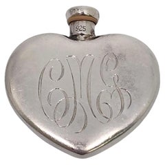 Antique Tiffany & Co Sterling Silver Heart Perfume Bottle w/Monogram #17267