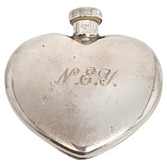 Vintage Tiffany & Co. Sterling Silver Heart Perfume Bottle with Monogram