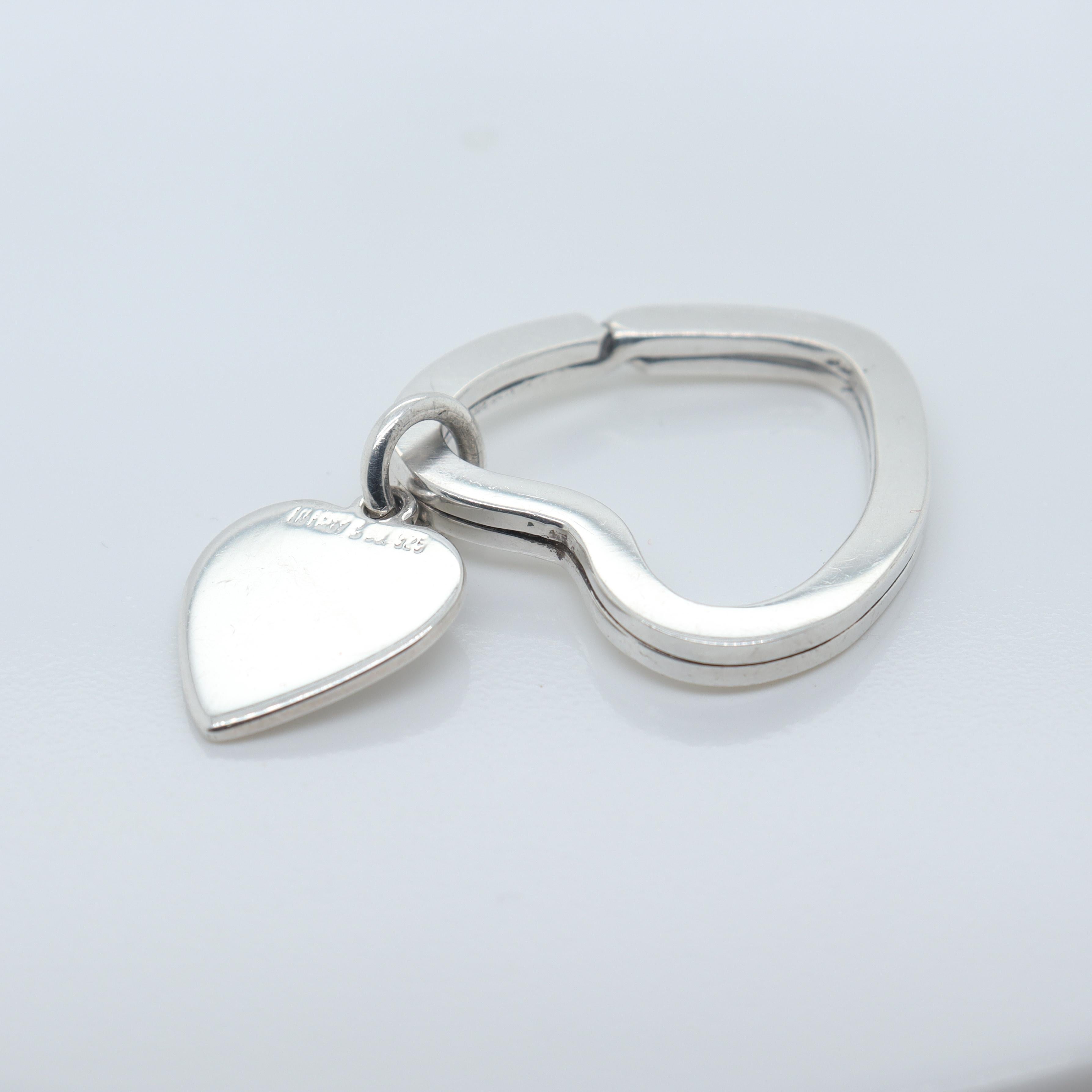 Modern Tiffany & Co. Sterling Silver Heart Shaped Key Holder or Ring For Sale