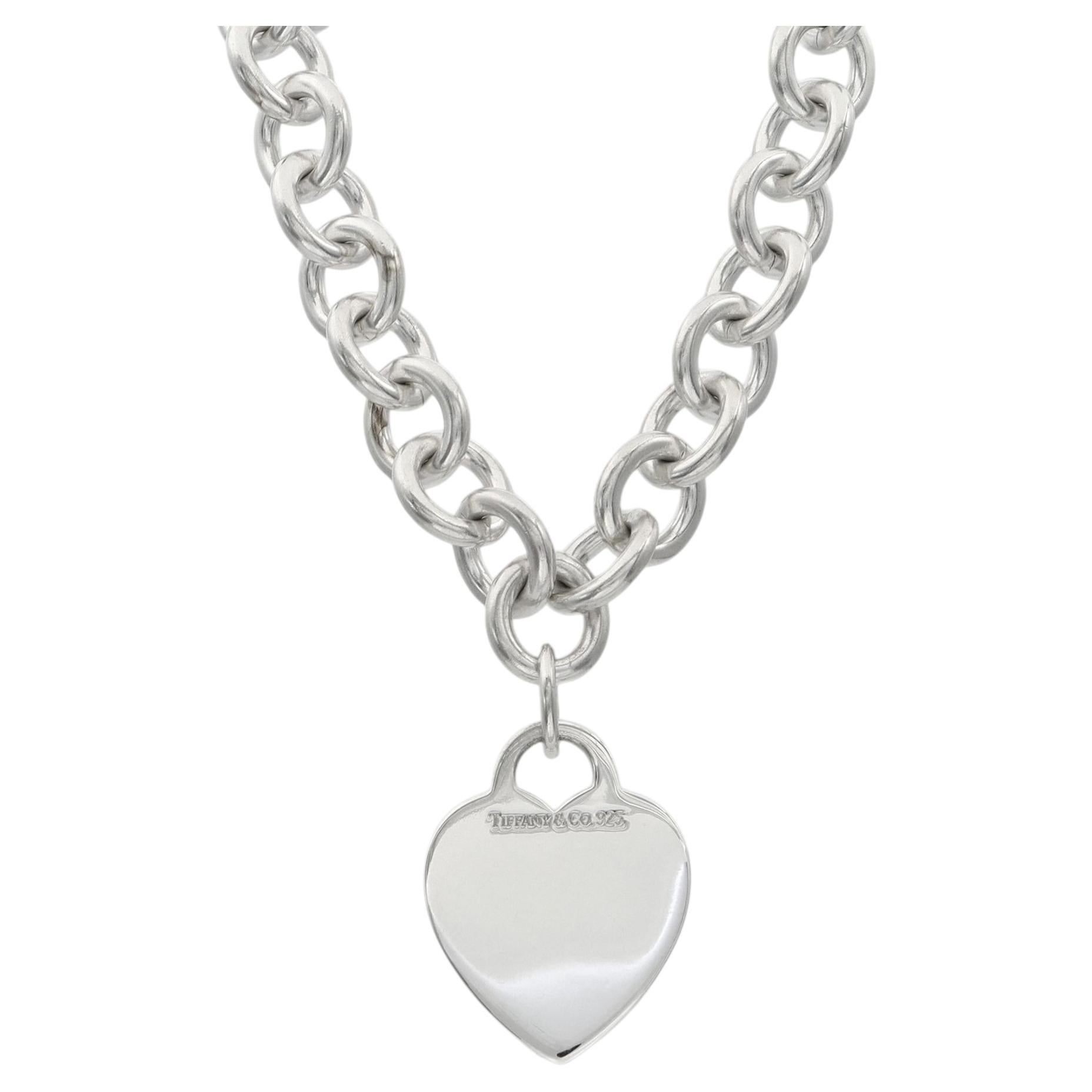 Tiffany & Co. Sterling Silver Heart Tag Chain Link Necklace
