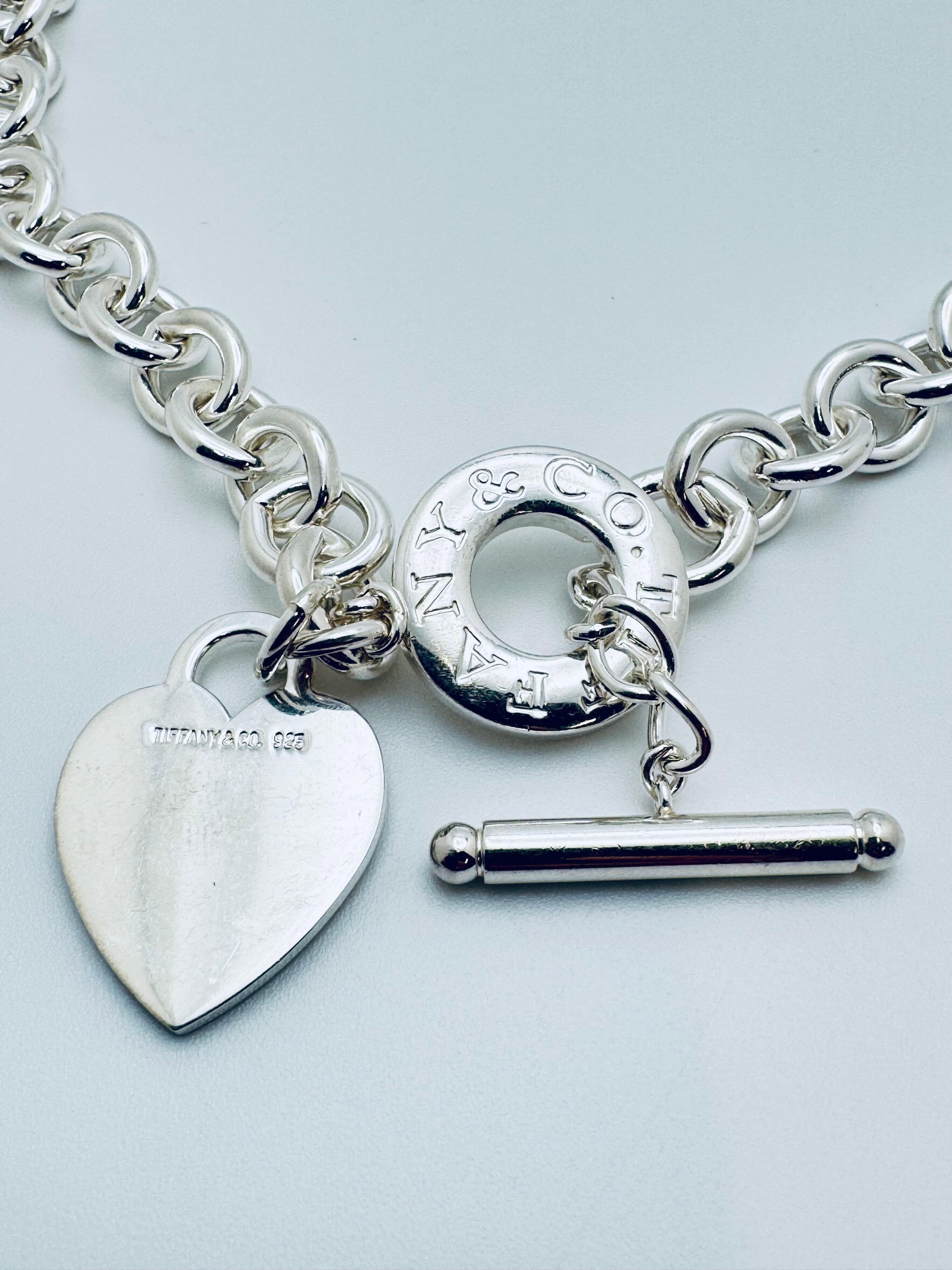 Art déco Tiffany & Co. Collier en argent sterling avec étiquette en forme de cœur en vente