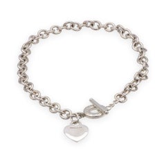Tiffany & Co. Sterling Silver Heart Tag Charm Large Link Necklace 16.5" 10mm