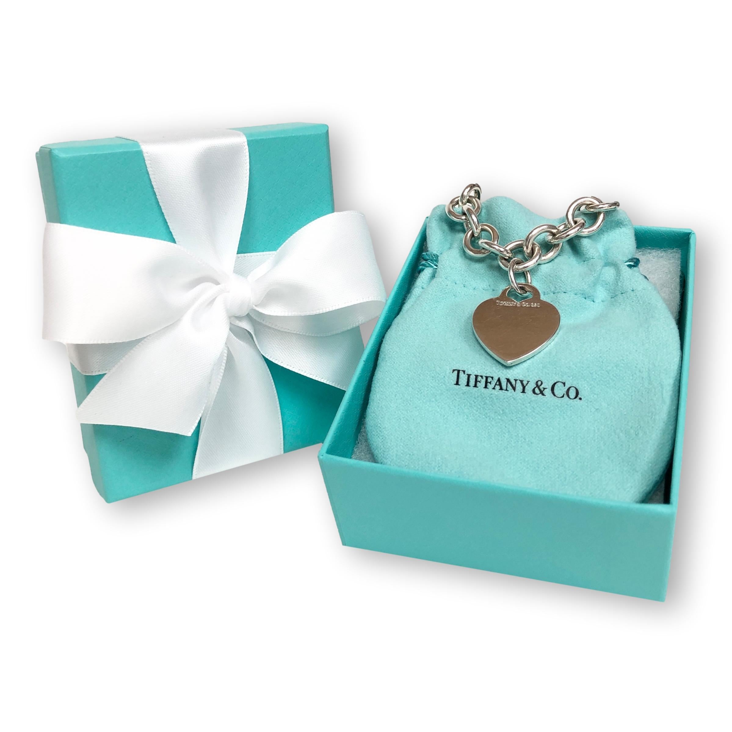 Tiffany & Co. Sterling Silver Heart Tag Charm Large Link Necklace In Excellent Condition In New York, NY