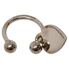 Vintage Tiffany & Co. Sterling Silver Heart Tag Key Chain/Key Ring