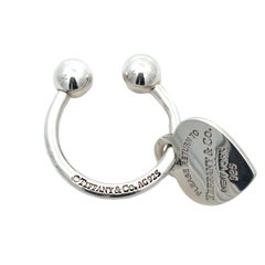 Tiffany & Co. Sterling Silver Heart Tag Key Ring Charm