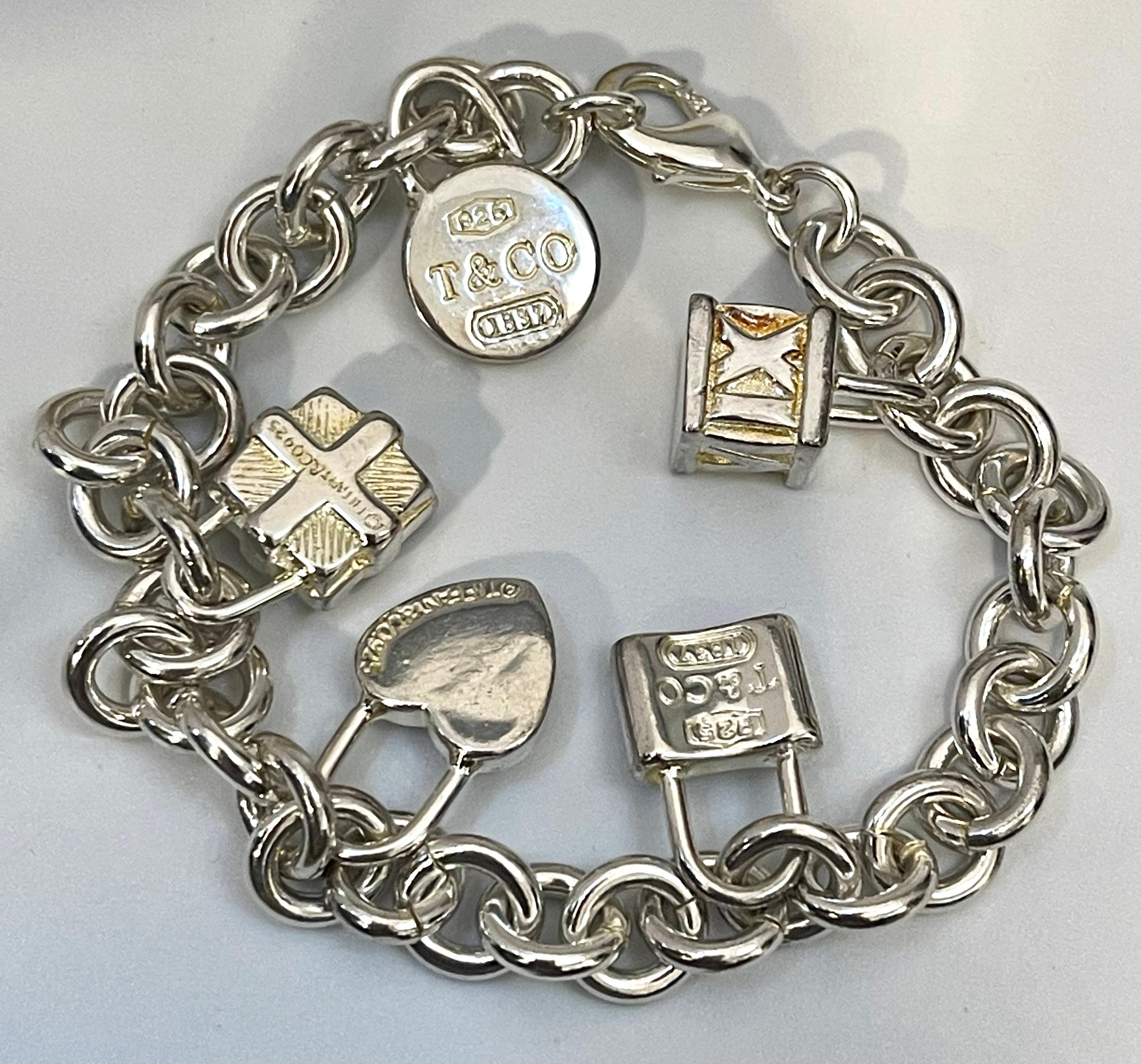 Women's Tiffany & Co. Sterling Silver Heart Tag Lock & Bag Charm Bracelet Tiffany & Co.