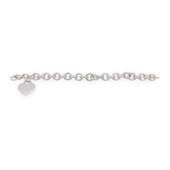 Tiffany & Co. Sterling Silver Heart Tag Medium Link Bracelet 7" - 10mm