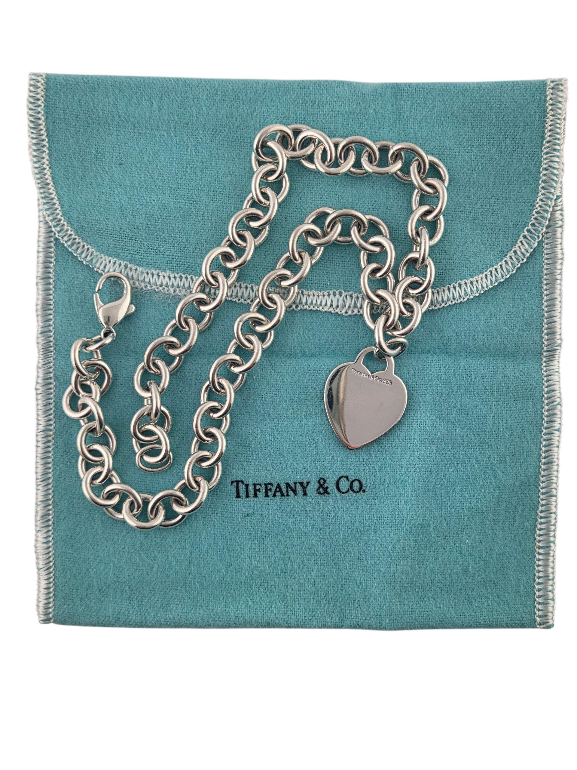 Tiffany & Co. Collana con etichetta a forma di cuore in argento 925 con astuccio #23809