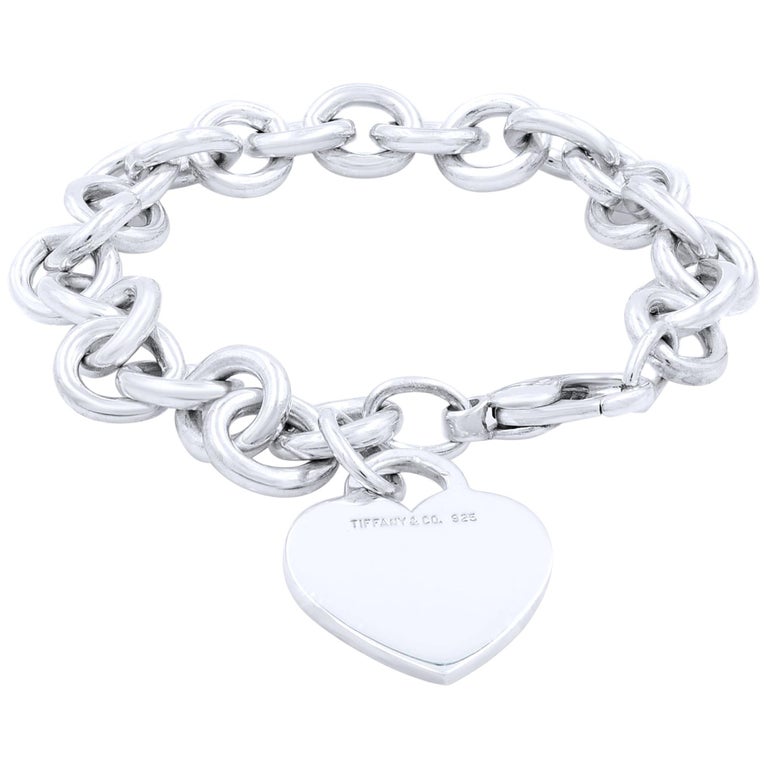 Tiffany and Co. Sterling Silver Heart Tag Toggle Charm Bracelet at