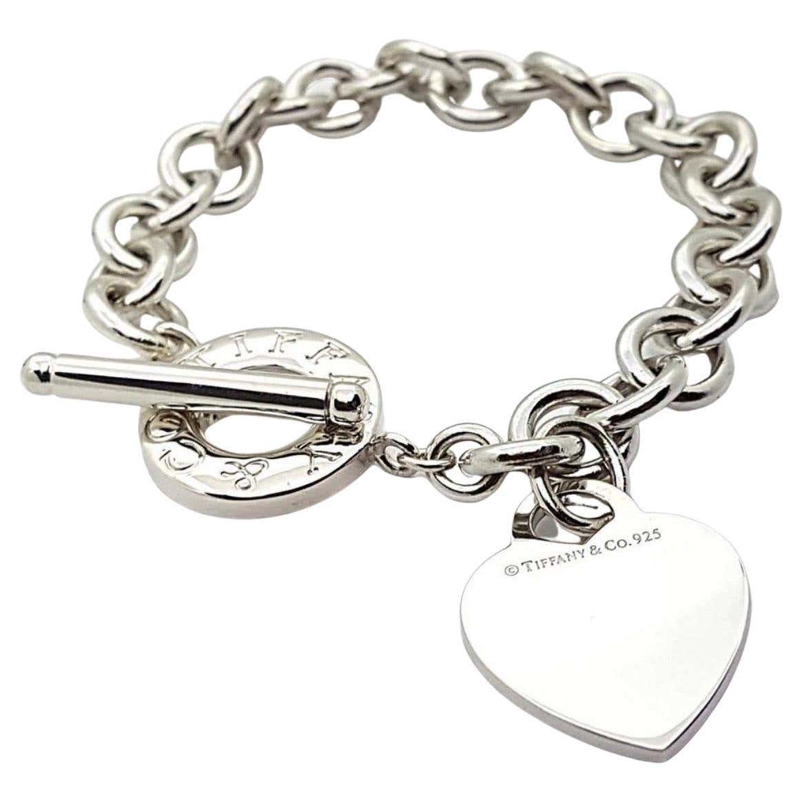 Tiffany and Co. Sterling Silver Heart Tag Toggle Charm Bracelet Tiffany ...
