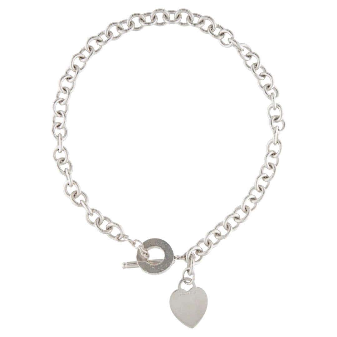 Tiffany and Co. Sterling Silver Heart Tag Toggle Charm Necklace Tiffany ...