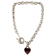 Tiffany & Co Sterling Silver Heart Tag Toggle Necklace #18943