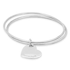 Tiffany & Co. Sterling Silber Herz Tag Triple Armreif Armband