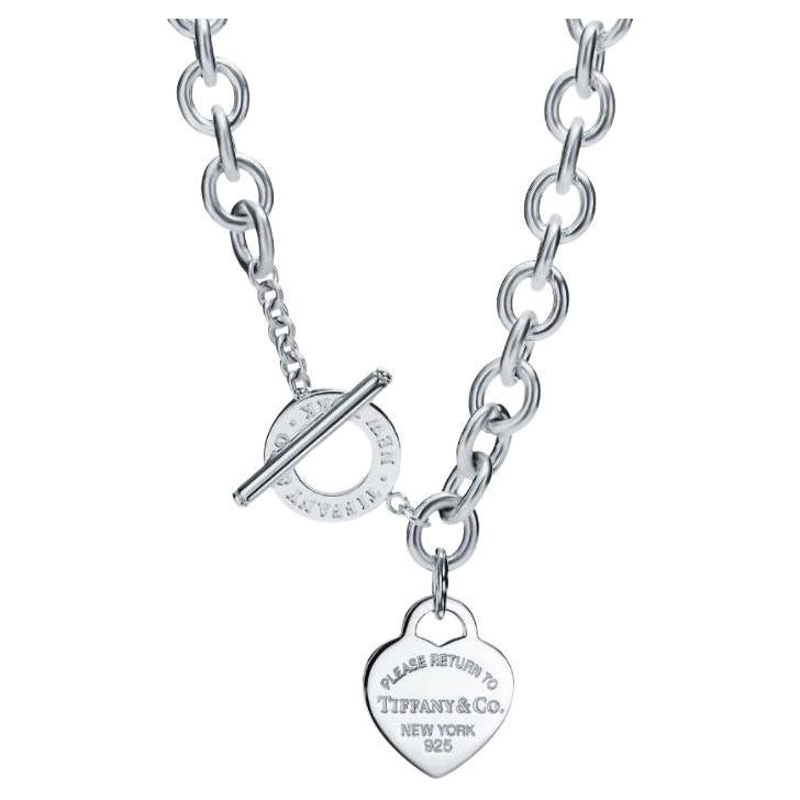 Tiffany and Co. Sterling Silver Heart Toggle Choker Necklace at 1stDibs