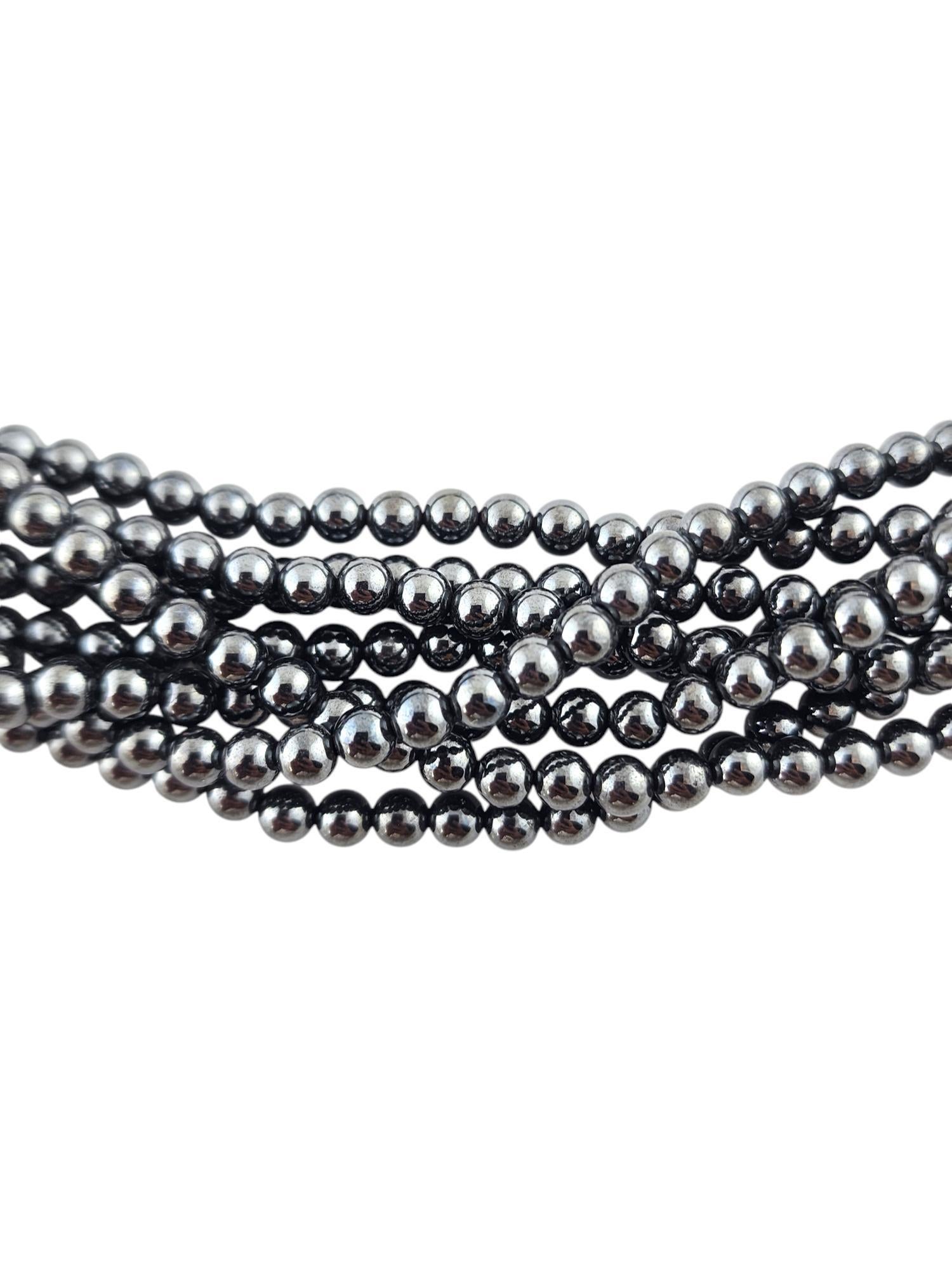 Tiffany & Co Sterling Silver Hematite Bead Torsade Multi Strand Necklace #18946 For Sale 1