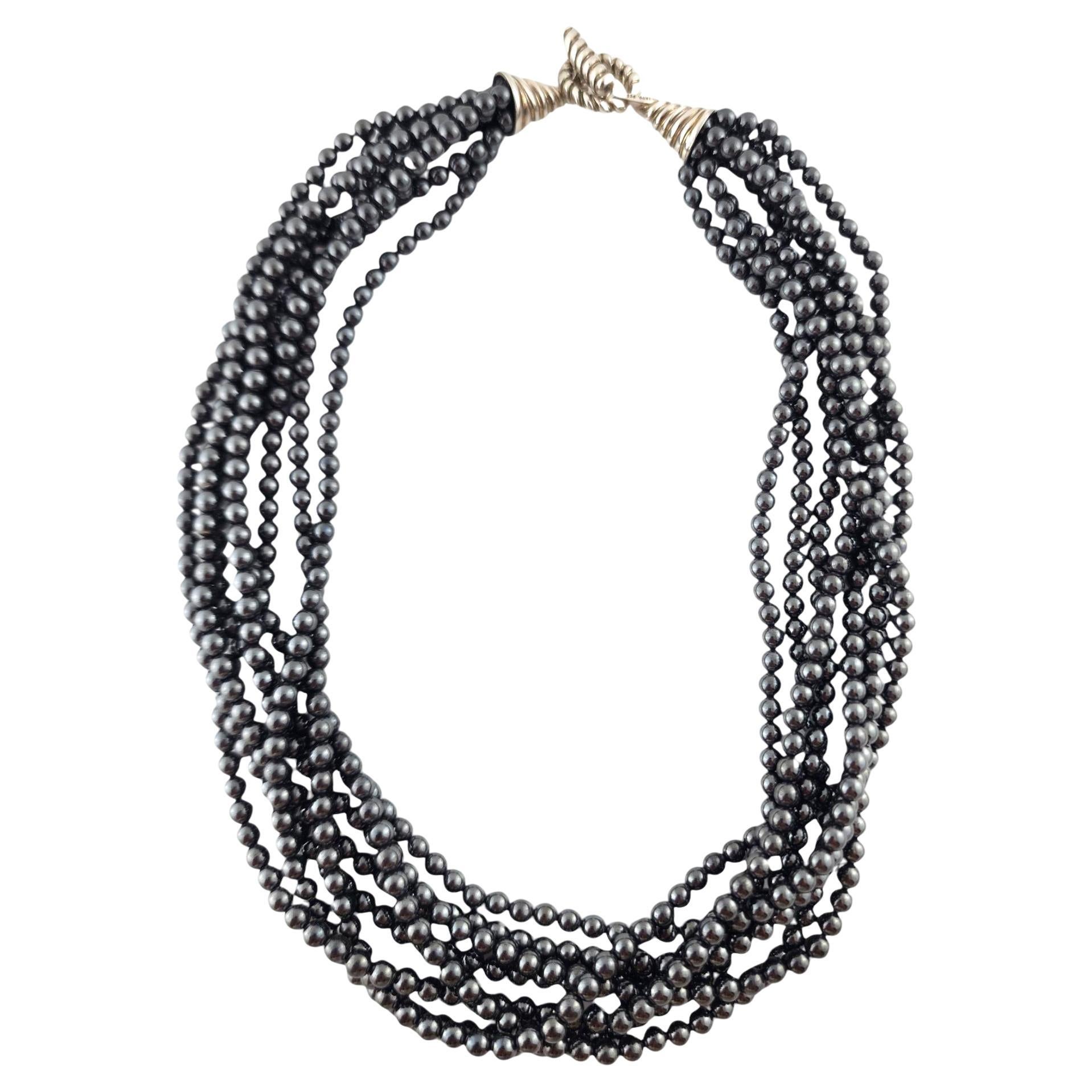 Tiffany & Co Sterling Silver Hematite Bead Torsade Multi Strand Necklace #18946