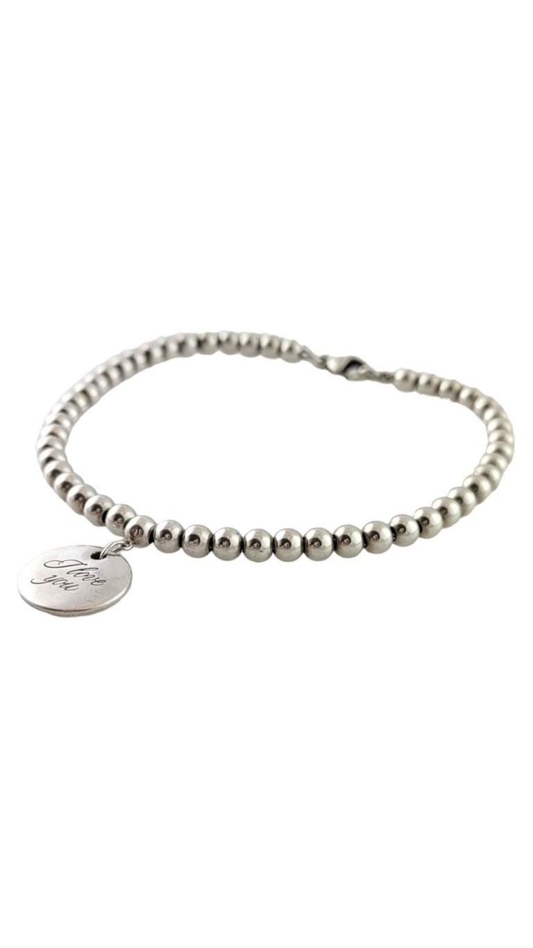 Tiffany and Sterling Silver I Love You Tag Bead Bracelet